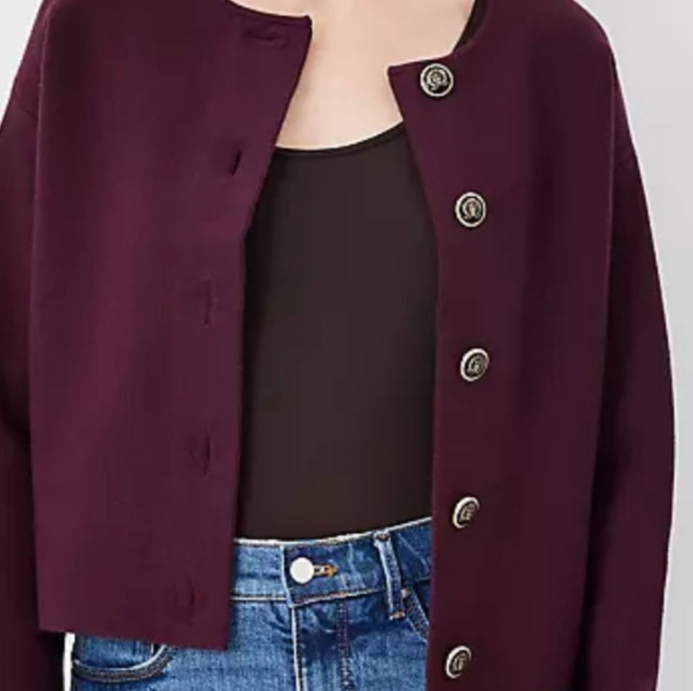 Ann Taylor Plum Rose Deep Burgundy Cardigan